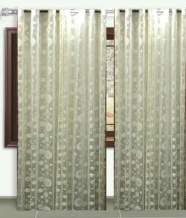 Panipat Handloom 274.32 cm (9 ft) Net Transparent Long Door Curtain (Pack Of 2)