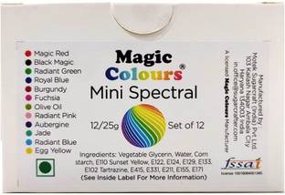 Magic Colours Edible Food Gel Color for Cake Decorating Magic Colors Pack of 12 Shades (Set A) Yellow