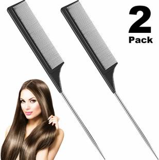 SANDIP Professional Antistatic Hair Sectioning Tooth Metal Pin Tail Comb (Black)