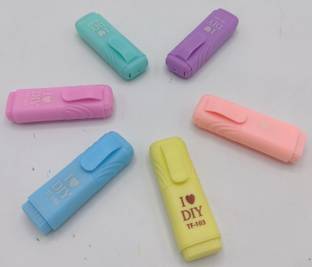 Gold Leaf 6 Piece Aubergine Highlighter Marker Pen Stationery Pastel Color for Books as Book Marking