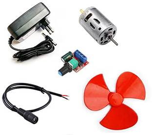 ERH इंडिया 385 DC Motor 12V Brush DC Motor High Speed Micro DC Motor Brushed Metal Stainless Steel with 3 Wing Propeller, PWM DC Motor Speed Controller and 12v Powerful Adapter DIY Kit इलेक्ट्रॉनिक कॉम्पोनेन्ट इलेक्ट्रॉनिक हॉबी किट