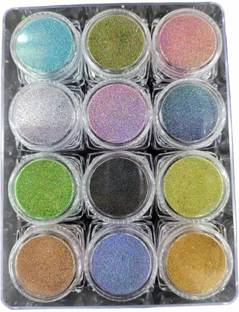 Shills Professional 12 Colors Glitter for Nails Holographic Dip Powder Mirror Polishing Chrome Pigments Nail Art Decorations Laser Dazzling Dust