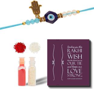 ART AFFAIR Designer ARakhi09 Pearl Rakhi, Greeting Card, Chawal Roli Pack  Set