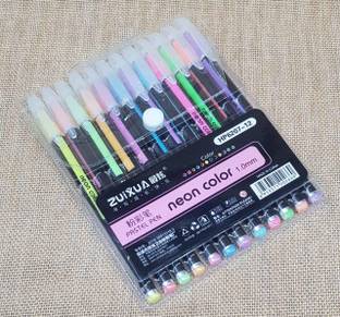 Levin neon Gel Pens Set 12 Color Gel Pens,pastel pen, Neon Pens Set Good Gift For Coloring Kids Sketching Painting Drawing (pastel neon pen) Gel Pen