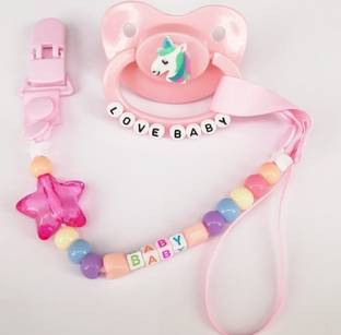 Happy Baby Cartoon Design Silicone Pacifier/Soother with Holder Chain and Clip Soother