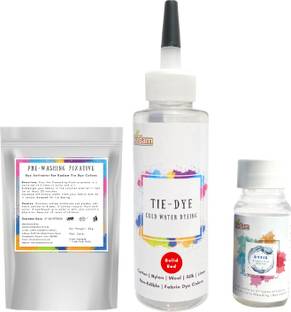 KADAM Tie Dye Solid Red, Cold Water Fabric Dye Color, 100mL Bottle with Prewashing Fixative mini and DyFix mini bottle
