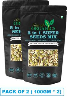 Namah Organics 5in1 Super Seed mix Combo of raw pumpkin,watermelon,flax,chia,sunflower seeds mix(Full of Dietry Fibres,Omega 3, Calcium,Protien Pumpkin Seeds, Brown Flax Seeds, Chia Seeds, Sunflower Seeds