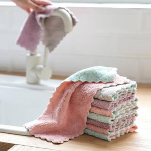 UNCOMMON Kitchen Microfibre Cleaning Clothes, Highly Absorbent, Very Soft, Multi-Purpose Wash Cloth for Kitchen, Car, Window, Stainless Steel, Silverware, Pack of 4 (ReUsable, 27*16 cms) Multicolor Cloth Napkins