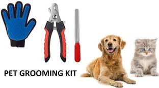 Hachiko Best Quality (Combo Of 2) Imported High Quality Dog Nail Clipper + Gloves Grooming Kit For Pets Slicker Brushes for  Dog, Cat, Rabbit, Hamster, Dog & Cat