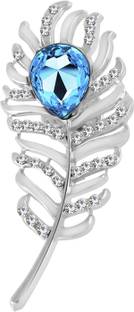 Om Jewells Lovely Feather Crystal Lapel Pin Brooch Brooch