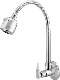 Prestige Slim Flexible Sink Cock With Wall Flange Silver For Kitchen Sink, Wash Basin Faucets Taps Pillar Cock Pillar Tap Faucet