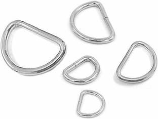 DIY Crafts Silver Heavy Duty Metal D Ring Non Welded D-Rings Assorted Multi-Purpose Semi-Circular D Ring for Hardware Bags Ring Hand DIY Accessories (Pack of 5 Pcs, Mini Metalic Silver Colour) Key Chain