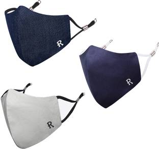 MASQ Anti-Pollution, Anti-Bacterial (BFE>99%) Alphabet 4 Layer Embroidered, Designer, Fashionable, Protective, 100% Cotton, N-95 Cloth Face Mask Combo for Unisex, Men, Women, Boys, Girls with Size Adjustable Ear Loops Alphabet_Combo_R Reusable, Washable Cloth Mask