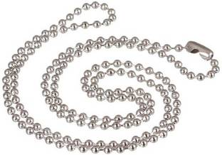 Stylewell Men's And Women's Solid Metal Silver Plated 60cm Length 2.4mm Width Long Thick Pendant Locket Stainless Steel Necklace Ball Chain Silver Metal
