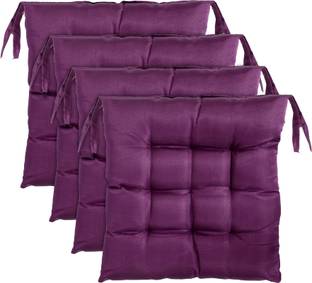 KUBER INDUSTRIES Microfibre Chair Pad Pack of 4 Solid