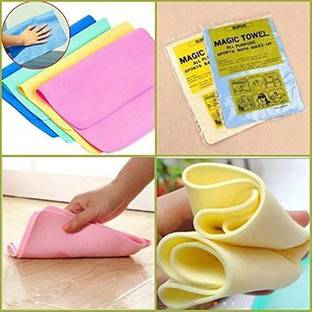 RENUMAX Super Water Absorbent Cloth, Multipurpose Cleaning Towel,Wipe for Home, Kitchen, Appliance, Car Cleaning Very Attractive Soft Multicolour Towel -Pack of 3pcs, Magic Towel Duster Wipes [pack of 3][multicolour][27cm*36cm] Scrub Pad