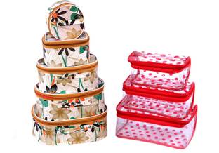Meher combo offers cosmetic bag vanity box Vanity Box Pack of 2 cosmetic bag vanity box Vanity Box (cream,red) multi purpose,, jwellary box Vanity Box