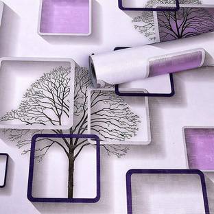 यूनिवोसियन 3D Pink Sqaure Frame Self Adhesive PVC Vinyl Wallpaper