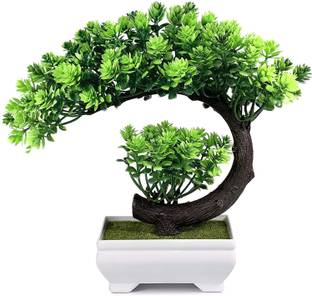 Dekorly Small Artificial Bonsai Tree Fake Plant Potted House Plants Japanese Pine Bonsai Bonsai Wild Artificial Plant  with Pot
