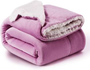 VAS COLLECTIONS Solid Double Sherpa Blanket for  Heavy Winter