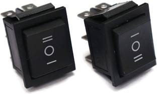 ERHIndia Black Rocker Button switch DPDT 3 Position ON-Off 16A 250VAC / 20A 125VAC 6 Pi heavy duty Rocker Power Switch for Car Auto Boat Truck PACK OF 2 Educational Electronic Hobby Kit