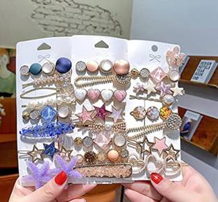 HOMEMATES 24 Piece Korean Style Pearl Barrettes Women's Set Hairpin Korean Style Hair Clip Marble Alligator bobby pins Duckbilled Headdress Jewelry Hair Accessories set Hair Clip