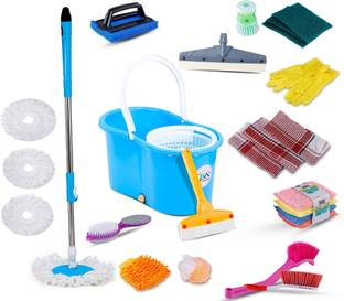 JSN Magic Spin Cleaning Bucket Mop Set for House hold using cleaning bucket mop set Combo Pack of house cleaning Mop, Cleaning Wipe, Mop Set, Mop Refill, Bucket, Cleaning Cloth