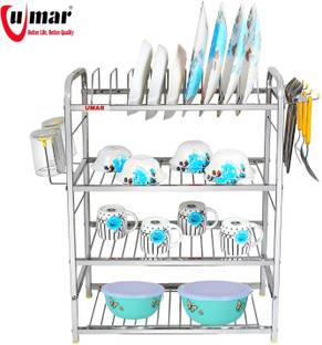 UMAR DECOR Utensil Kitchen Rack Steel 4 Layer Kitchen Stand 24*18 on Wall Mounted Utensil Kitchen Rack Dish Plate