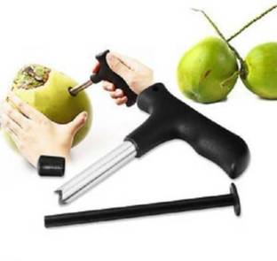 nowbest Stainless Steel Peeler Young Water Punch Tap Drill Straw Hole Open Coconut Tool Opener (Steel) Straight Peeler