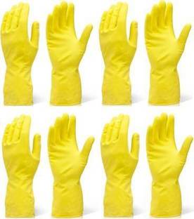QTM 4 PAIRS Wet and Dry Glove Set (Medium Pack of 8) Rubber  Safety Gloves