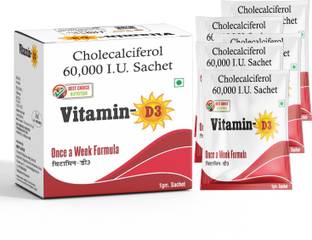 BEST CHOICE NUTRITION Vitamin D3-Cholecalciferol 60000 IU, 5 Sachets, Once a Week Formula 5 Sachets