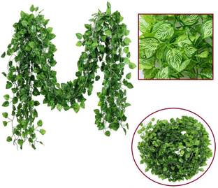 dhanak Artificial Watermelon Leaf Vines/Bail for Indoor/Outdoor Décor, Wedding/Party Décor_Denser & Better (No Baskets) (6 STRANDS) Artificial Plant