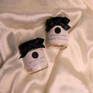 wrapped up love Peppermint Eucalyptus & Vanilla Musk mini scented candles Candle