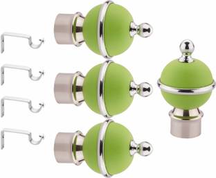 GLOXY Silver, Green Rod Rail Bracket, Curtain Knobs, Curtain Hooks, Curtain Rods Metal