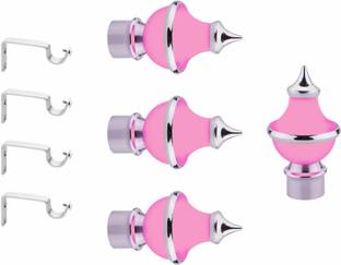 GLOXY Silver, Pink Rod Rail Bracket, Curtain Knobs, Curtain Hooks, Curtain Rods Metal