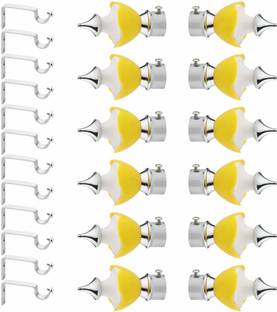 Panthera Silver, Yellow Rod Rail Bracket, Curtain Knobs Metal