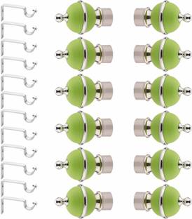Panthera Silver, Green Rod Rail Bracket, Curtain Knobs Metal