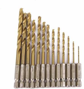 AASONS 13pcs Hex Shank Quick change Cobalt Drill Bit Set Multi Bits AASONS Drill Bit Set Quick Change Design Premium Titanium Coated Hex Drill Bits for Wood, Soft Metal, Plastic 1.5 to 6.5mm (13pcs Hex Shank MM)