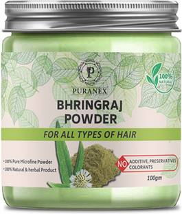 पुरानेक्स 100% Pure & Natural Bhringraj Powder For Natural Texture,Prevent Hair Loss, Reduce Spilt Ends, Strong, Shiny & Dandruff Free Scalp & Hair 100 GM (Pack of 1) 100 GM Each