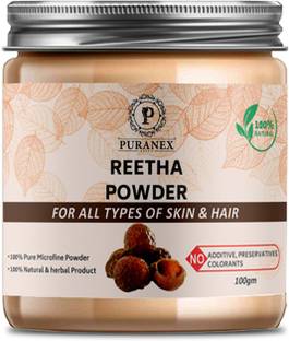 puranex 100% Pure & Natural Reetha Powder For Natural Texture & Colour, Strong, Shiny, Silky,Healthy Scalp, Dandruff & Spilt Ends Free Hair Pack 100 GM (Pack of 1) 100 GM Each