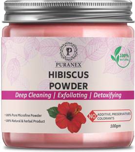 puranex 100% Pure & Natural Hibiscus Powder For Deep Cleansing, Exfollating & Detoxifying Skin Face Pack 100 GM (Pack of 1) 100 GM Each