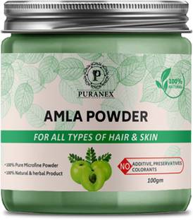 puranex 100% Pure & Natural Amla Powder For Natural Texture & Colour, Strong, Shiny, Silky,Healthy Scalp, Dandruff & Spilt Ends Free Hair Pack 100 GM (Pack of 1) 100 GM Each