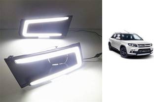 MATIES Drl Day Time Running Light For Maruti Vitara BREZZA With Indicator upto 2019 model Fog Lamp Car LED for Maruti Suzuki (30 V, 12 W)