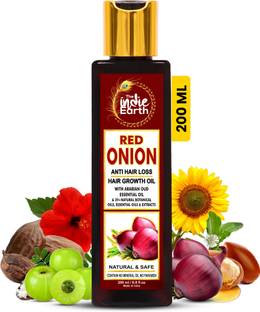 THE INDIE EARTH RED ONION HAIR GROWTH OIL WITH PURE ARGAN, JOJOBA, ROSEMARY, BLACK SEED OIL IN PUREST FORM VERY EFFECTIVELY CONTROL HAIR LOSS, PROMOTES HAIR GROWTH 100% NATURAL HAIR FOOD 200ml/6.76 fl.oz Hair Oil