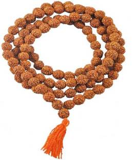 Maharishia Original Rudraksha Mala 5 Mukhi108+1 Beads Wood Necklace 7 mm Wood Chain