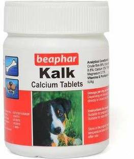 Beaphar Kalk Calcium Dog Tablets (160 Tab) for Teeth, Bones, Skin Pet Health Supplements