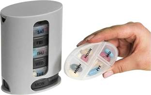 ROYALPETRA 7 Days Pill Organizer 7 Portable Tray Pill Box with 4 Compartments Organize Medicine and Vitamins for Each day Storage Box Pill Box