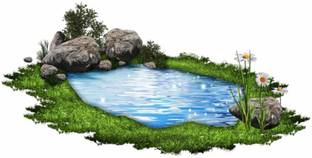 Jump up 90 cm Pond;;{{Grass''}}..Stone.} Self Adhesive Sticker
