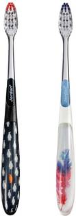 Jordan Individual Clean Toothbrush Medium Bristles Latest Design BPA Free Imported Brush gentle to Teeth & Gems. Made in Malaysia (Random Color) Pack of 2 Medium Toothbrush