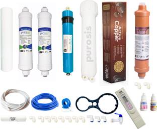 BAREEZÉ PURE complete Ro purifier filter ,service kit of 80 GPD membrane water with all accessories (Full Service KIt With 02 Inline) with ACTIVE COPPER Solid Filter Cartridge